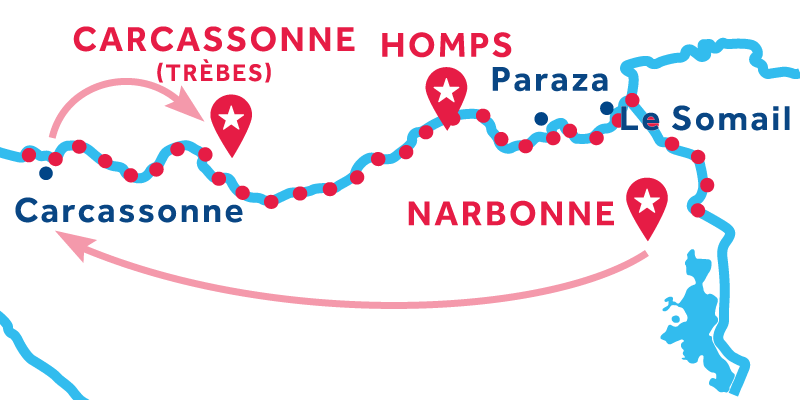 Narbonne - Trèbes via Carcassonne